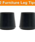 Kick The Squeaks 1.5 Inch Round Rubber Chair Leg Caps To Shield Hardwood Floors From Dents While Giving Your Furniture Grippy Traction And A Smooth Glide For Home Offices Dining Tables And Bar Stools Set Of Two Black - close-up of two black rubber chair leg caps