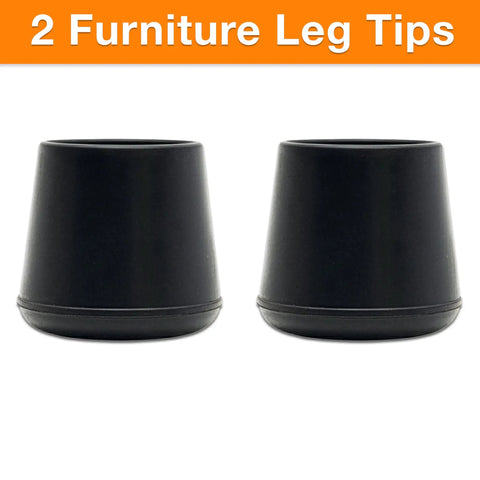 Kick The Squeaks 1.5 Inch Round Rubber Chair Leg Caps To Shield Hardwood Floors From Dents While Giving Your Furniture Grippy Traction And A Smooth Glide For Home Offices Dining Tables And Bar Stools Set Of Two Black - close-up of two black rubber chair leg caps