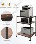 Top Shelf Premium Steel Frame 3 Tier Printer Stand Beefy Rolling Cart with printer and adjustable shelves in home office setup.