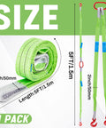 Two Pack 5 Ft Heavy Duty Polyester Lifting Rigging Straps With Two Leg Bridle Web Sling Hook And Twist Eye Lift Straps For Hoist