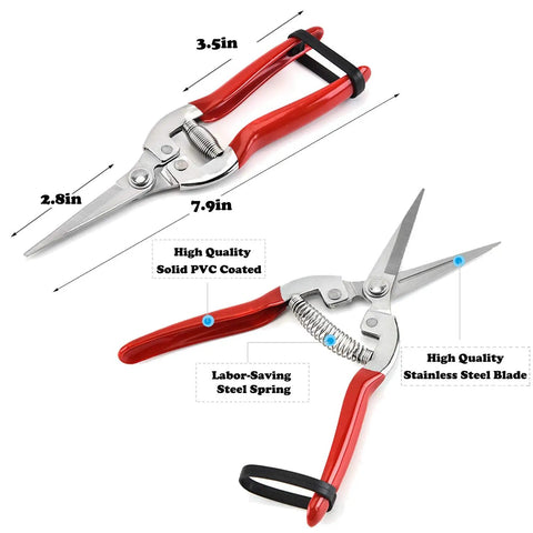 Workhorse Pruning Shears With Stainless SK5 Steel Blades Bypass Garden Shears Straight Tip Florist Scissors Hand Pruners
