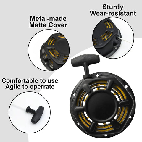 Pull Start Assembly Recoil Starter Hex Type, metal-made matte cover, sturdy design for Champion 4000 4500 3500 Generators Go Kart