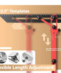 Slick Adjustable Master Woodworking Stair Tread Jig And Heavy Duty Template System With Upgraded Locking Mechanism For Zero Sweat Setup And Straight Shot Accuracy featuring 13.5" adjustable aluminum templates.