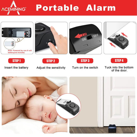 Setup steps for 4 Pack Portable Door Lock And Door Stop Alarm Kit For Home Security And Travel Privacy Tool Free Install Keeps Bad Guys Out