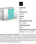Pro Grade Ultrasonic Cleaner Heavy Hitter Sonic Wash Tank DH-800DTD with 30L stainless steel design for efficient cleaning.