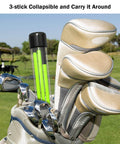 Golf Alignment Sticks 2 Pack, 48 Inch Swing Trainer in golf bag with clubs on grass