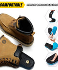 Mens Steel Toe Work Boots Waterproof Moc Toe Safety Boots Non Slip Construction Boots Indestructible Western Style Wheat US 10.5 Size shown with memory foam insole