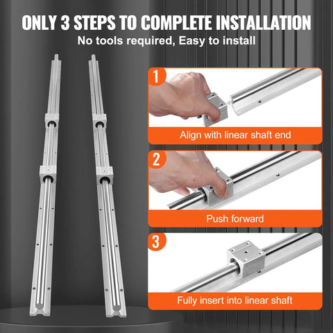 Pro Grade Linear Rail Kit SBR16 1500mm With 2 Rails And 4 Blocks For DIY CNC Router Machines And Automated Projects, 3-step install