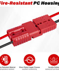 4 Pack 50 Amp Battery Quick Connect Disconnect Plug Kit For Anderson Style Connectors Plug And Play Easy Install Fits 6 To 12 Gauge Wire 12V To 36V Power Systems Great For Cars Motorcycles ATVs Winches Lifts And Motors Red fire-resistant housing