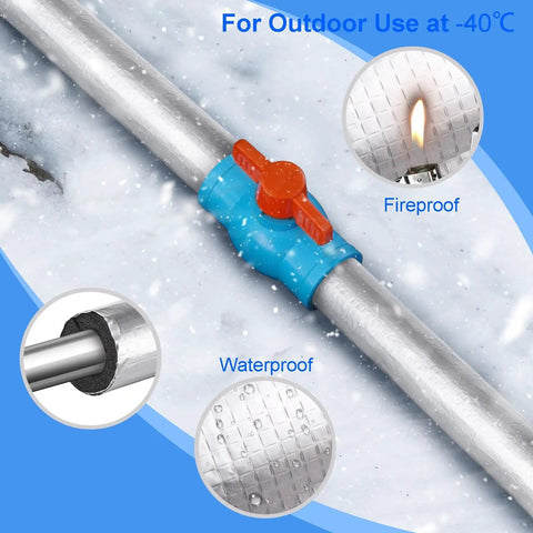 12 Pack Foam Pipe Insulation Wrap With Self Adhesive Aluminum Foil Shield for Outdoor Pipes with fireproof and waterproof features