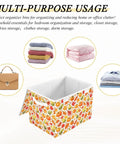 Top Shelf Foldable Storage Bin With Snug Flip Top Lid And Reinforced Handles For Bedroom Closet Organization, fabric cube with fall design, 16.5 x 12.6 x 11.8 size.