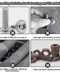 YUEARN deburring external chamfer tool with tungsten carbide blade and 1/4in hex shank; metal bolts, nuts, and rusted hardware.