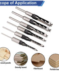 Amazon Devvicoo 6-piece square-hole mortise drill bit set with bearing steel for mortise machines (1/4–5/8 in)