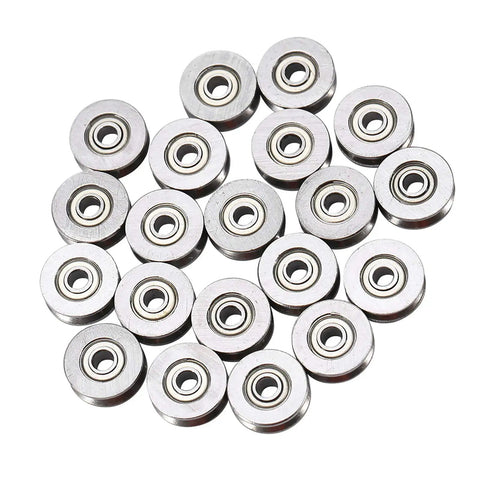 V Groove Ball Bearing Set 20 Pcs Miniature Steel V Pulley Bearings 3x12x4mm for Rail Track Linear Motion Systems, carbon steel build