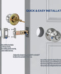 Keyed Entry Door Knobs 6 Pack With Lock And Key For Exterior And Interior Doors Right Or Left Hand Satin Nickel Finish ANSI Grade 3 Durable Build 200000 Cycles installation guide image