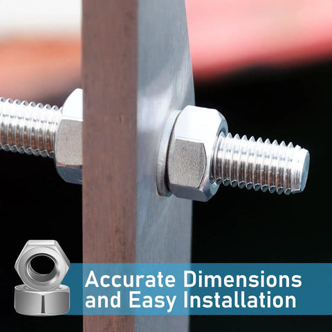 Top Shelf 50 Pack Stainless Steel Hex Nuts With Coarse Thread Built Tough Hardware Fasteners Precision Metal Nut Kit securely fastening metal.