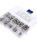 Stainless Steel Spring Washers And Plain Spacers Assortment Kit 600 Pcs Lock Washers in a compartmentalized box