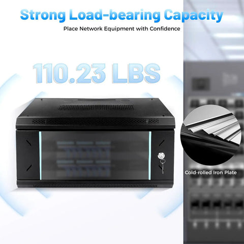 Tough As Nails 4U Wall Mount Server Rack Case with secure lock, strong load capacity, and heavy gauge steel construction.