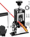 Beefy Copper Wire Stripper Machine For 0.06 To 1 Inch Cables with hand crank, drill attachment, and accessories in use.