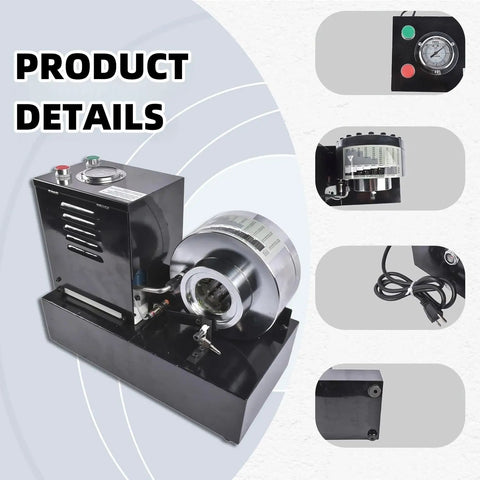 Heavy Duty Electric Hydraulic Hose Crimper With 110V Power And Eight Steel Dies For Smooth R1 R2 Fittings crushes auto AC lines and fuel pipes.
