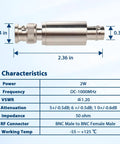 Coaxial RF Attenuator Ten DB 2W BNC Male To BNC Female Connector Fifty Ohm For Radio And Communications Applications specs.