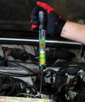 Person using Professional Ethylene Glycol Antifreeze Tester For Cars And Trucks, Disk Style Readout Of Freezing Point And Proper Water To Coolant Mixture in engine