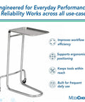 Portable Adjustable Tray Steel Premium Pro Grade Instrument Stand For Medical Dental Salon Tattoo Esthetician And Mobile Service Cart Table Height 34 To 54 Inches With Stable Chrome Base And Heavy Duty Legs.