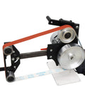 Heavy Duty Variable Speed Bench Belt Sander Beefed Up Workhorse For Metalworking And Knife Making Includes Grinding Discs And Mounting Base Runs Slick With 2200 Watt Motor with orange belt