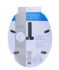 Ultra Plush Cushioned Toilet Seat With Soft Vinyl Comfort packaging, black finish, elongated toilet compatible