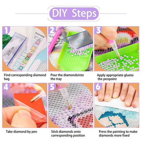 Six Pack Diamond Art Kits For Adults Cocktail Theme 5D Diamond Painting Sets For Beginners DIY Gem Art Kit 10X12 Inch steps