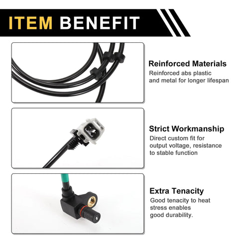 ABS wheel speed sensor with wiring harness and mounting bolt for Dodge Ram 2500/3500 front left and right