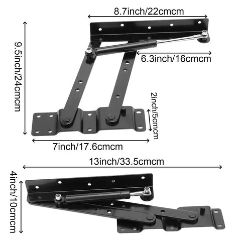 Heavy Duty Folding Lift Top Table Hardware Kit 2 Pair 50kg 100lbs Gas Hydraulic Hinge Mechanism With Frame Bracket And 60 Screws