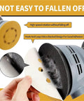 Heavy Duty 5 Inch Yellow Sanding Discs With Hook And Loop Velcro Backing Set Of 50 Pieces Premium Aluminum Oxide Abrasive Paper for secure attachment.