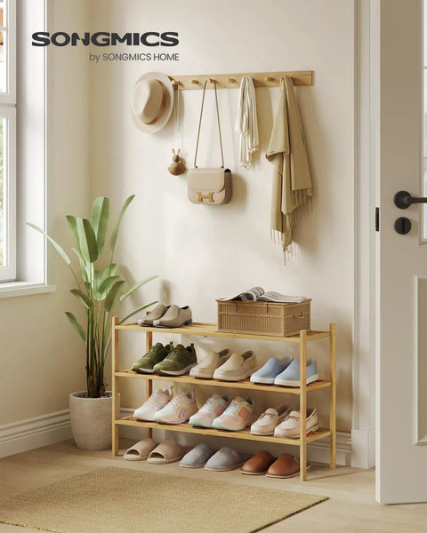 Heavy Duty Bamboo Shoe Rack Three Tier Stackable Shoe Organizer Fits Twelve To Sixteen Pairs Slim Entryway Hallway Closet Storage Rack With Deep Bottom Shelves For Sneakers And Slippers Built To Keep Your Pad Fresh And Organized Effortlessly Daily