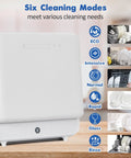 No Sweat Setup Portable Countertop Dishwasher With Five Liter Tank And Faucet Hose six cleaning modes overview and design.