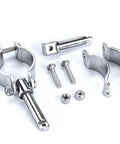 Two 316 stainless steel clamp-on oarlock brackets with mounting bolts and nuts for boat rowlocks.