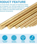 Six Pcs Round Brass Rods 3mm Diameter 18cm Length For DIY Crafting Jewelry Making Plating And Repair Projects Ideal For Science Class And Hobby Metalwork Brass Bars, brass rods close-up