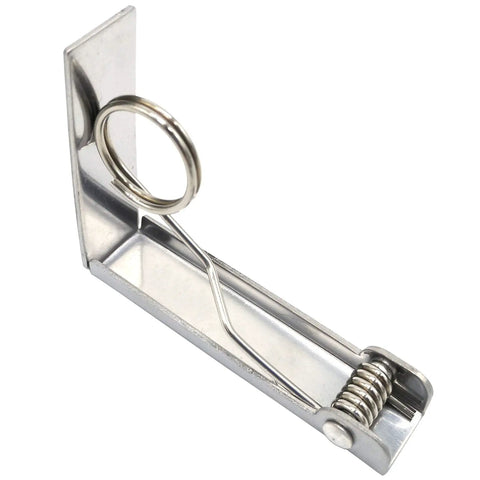 Extra Large Tablecloth Clips Set of 6 Stainless Steel Tablecloth Clamps for Home Parties and Picnics Keep Tablecloths in Place Up to 2.4 Inches Thick Great for Everyday Use, showing one clip detail.