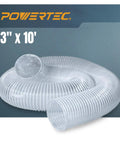 3 Inch By 10 Foot Flexible PVC Dust Collection Hose For Table Saws Radial Arm Saw Planers CNC Machines And Woodworking Dust Systems Ultra Flexible With Spring Steel Reinforcement For Tough Maneuverability And Easy Installation coiled on surface