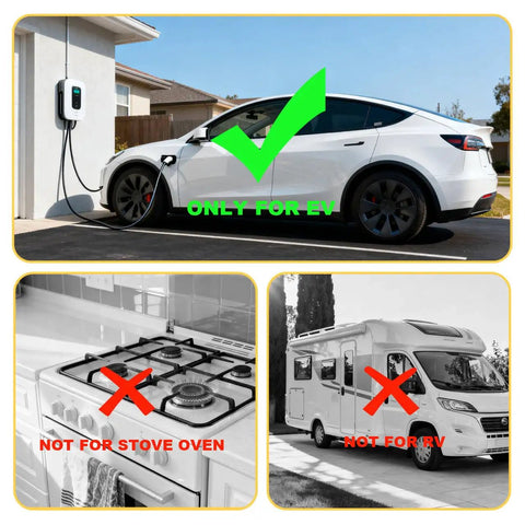Image showing NEMA 10-50P To 14-50R EV Charger Adapter Cord STW 6 AWG 3C 50 Amp Level 2 EV Charging For Tesla, not for stove or RV