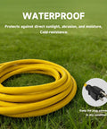 Heavy Duty 50 Feet 12/3 SJTW Outdoor Extension Cord NEMA 6 20 P R 20A 250V Yellow 12 Gauge Copper Power Cable For Indoor And Outdoor Use Tools And Equipment Weatherproof And Rugged T Blade Female Connector coiled on grass