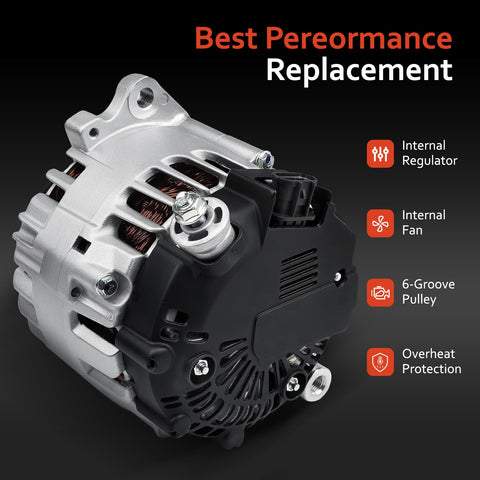 Alternator Replacement Fits 2007-2013 Altima, 2007-2012 Sentra, 2011-2013 Rogue, And 2014-2015 Rogue Select L4, 12V 110Amp 6-Groove