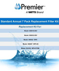 One Year Supply Annual 7 Pack Standard Water Filter Replacement Kit for Reverse Osmosis Systems Includes brand and model info.