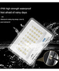 JUDYSSY Super Bright Led Floodlight 50W IP66 waterproof, clear white light, suitable for outdoor use, showcasing waterproof design.