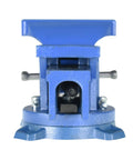 Front view of Heavy Duty 6 Inch Bench Vise With Anvil And 360 Degree Swivel Locking Base For Clamping Tools Built From Tough Steel 5.9 Inch Jaw Opening Ideal Bench Clamp For Home Shop And Garage Projects
