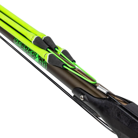 Close-up of Reaper 90cm Railgun Speargun For Spearfishing And Freediving High Performance Aluminum Barrel with Nitro Bands