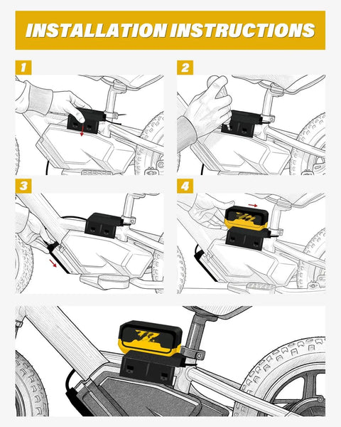 Battery Adapter Kit For Stacyc 12 And 16 Inch Electric Balance Bikes With DeWalt 20V Batteries installation steps diagram
