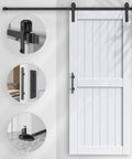 White Barn Door 38 X 84 Inches With Sliding Door Hardware Kit Included, Solid Wood Covered In Waterproof PVC Surface installed view