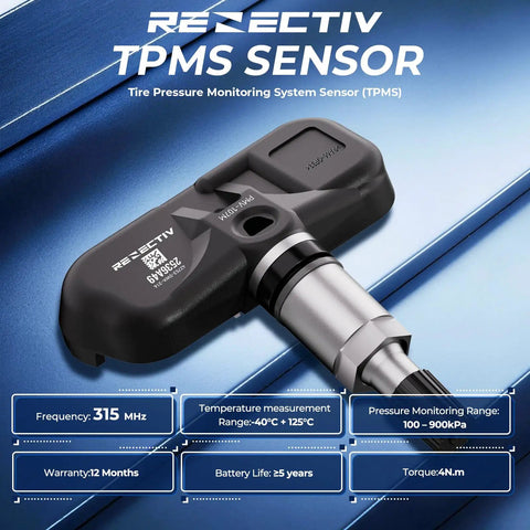 Toyota 315Mhz TPMS Sensor Kit Four Pack Pre Programmed Tire Pressure Monitoring System Sensors For Cars And SUVs Ready To Install With Easy Activation, black sensor close-up