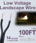 14/2 Low Voltage Landscape Lighting Wire For Outdoor Direct Burial 14 Gauge 2 Conductor 100 Feet Pure Copper Conductors
